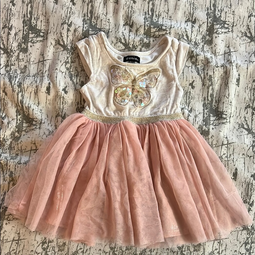 Bonnie Jean Pink Tulle Dress with Butterfly
